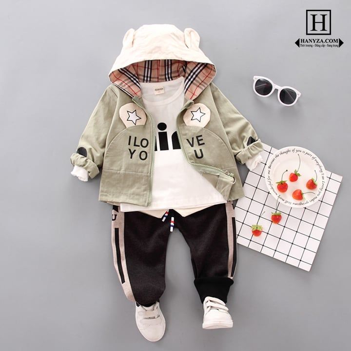 Bộ quần áo trẻ em kèm áo khoác + quần nỉ và áo thun