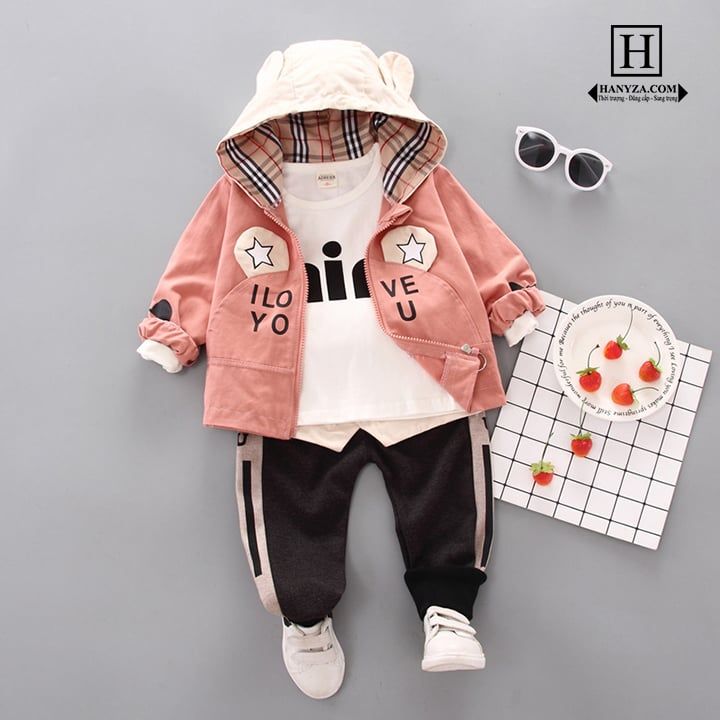Bộ quần áo trẻ em kèm áo khoác + quần nỉ và áo thun