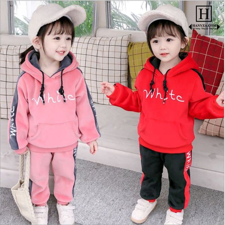 Bộ quần áo nhung mùa đông bé gái 2 mảnh 2361-D901