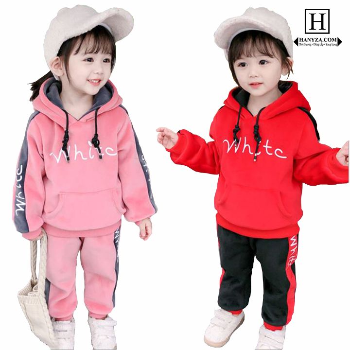 Bộ quần áo nhung mùa đông bé gái 2 mảnh 2361-D901