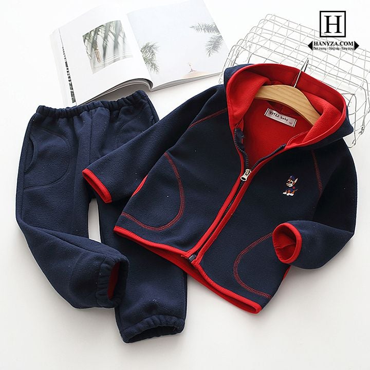 Bộ quần áo nỉ 2 mặt cho bé gái và bé trai