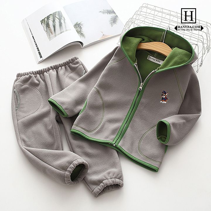 Bộ quần áo nỉ 2 mặt cho bé gái và bé trai