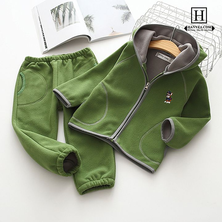 Bộ quần áo nỉ 2 mặt cho bé gái và bé trai