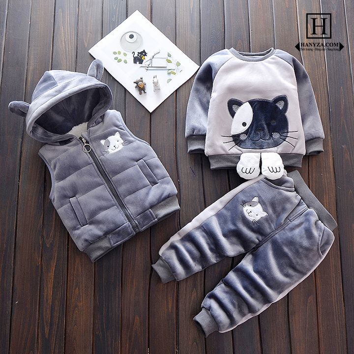 Bộ gấu 3 mảnh cho bé trai và gái từ 1-3 tuổi