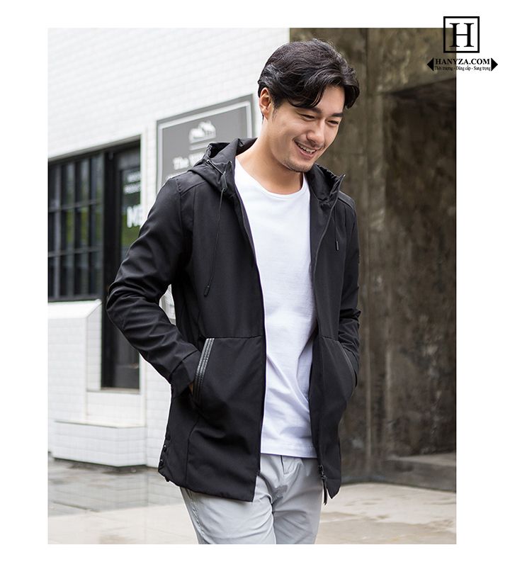 Áo khoác gió nam BEVERRY liền mũ phong cách trẻ trung