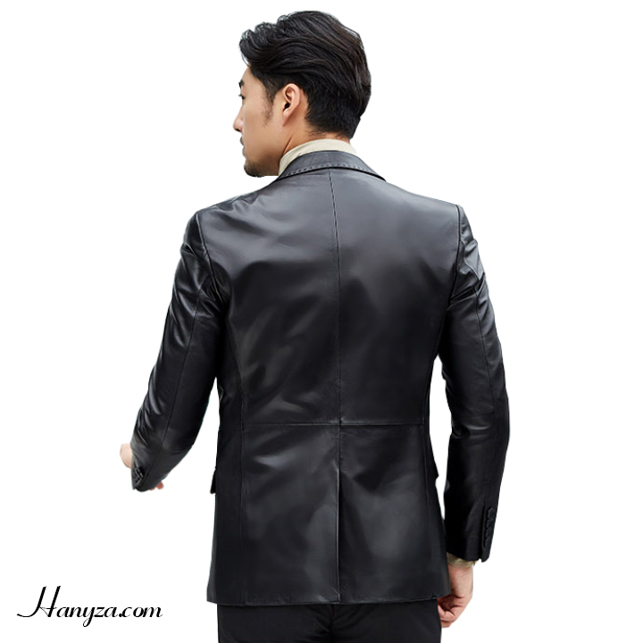 Áo blazer nam da cừu hai khuy cao cấp