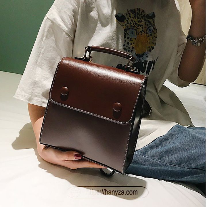 Balo nữ Hany retro A111 dáng vuông 2 trong 1