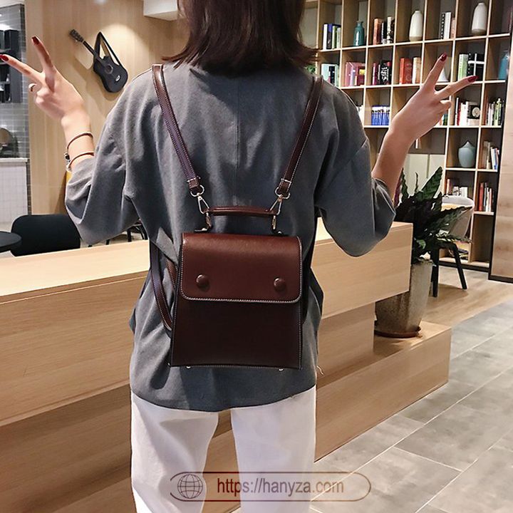 Balo nữ Hany retro A111 dáng vuông 2 trong 1