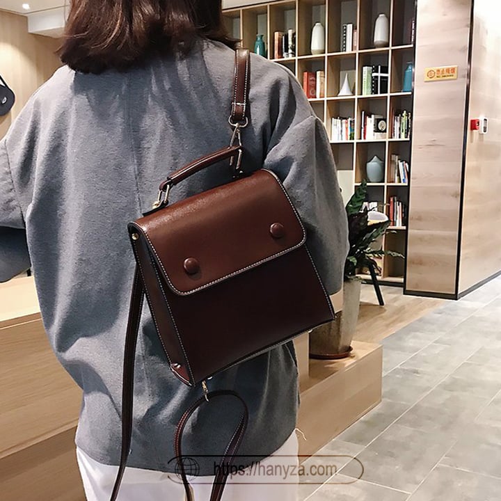Balo nữ Hany retro A111 dáng vuông 2 trong 1