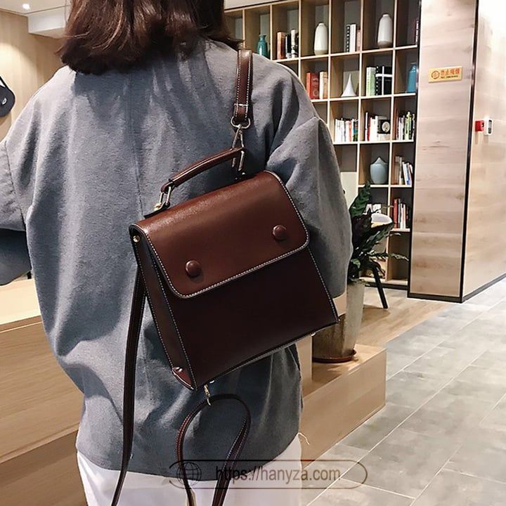 Balo nữ Hany retro A111 dáng vuông 2 trong 1