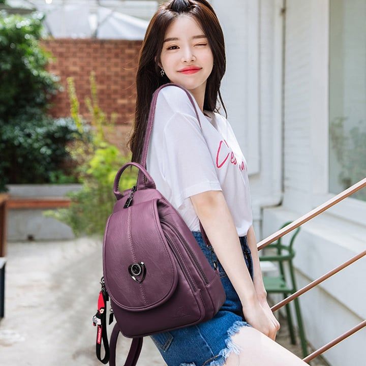 Balo nữ da bò Hanyza đính trái tim HXK-1621