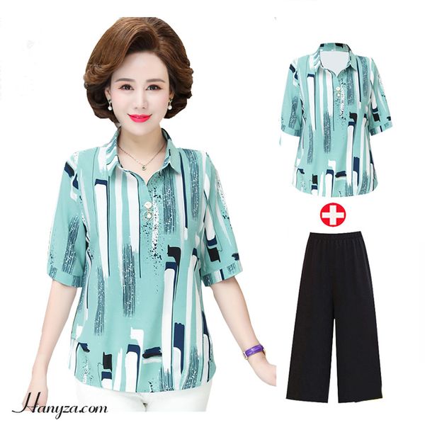 Bộ trung niên nữ tay lỡ cổ bẻ phối màu