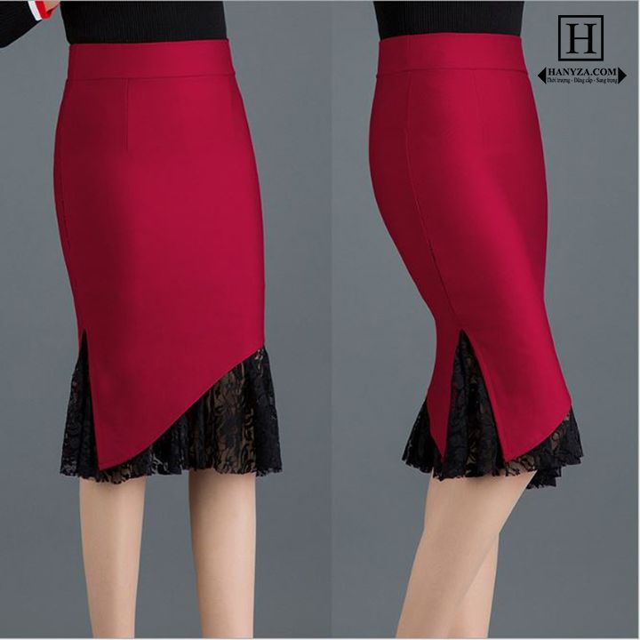 Váy nữ công sở phối ren US19A1189