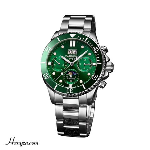 Đồng hồ cơ nam dạ quang 6 kim CARNIVAL 8880G
