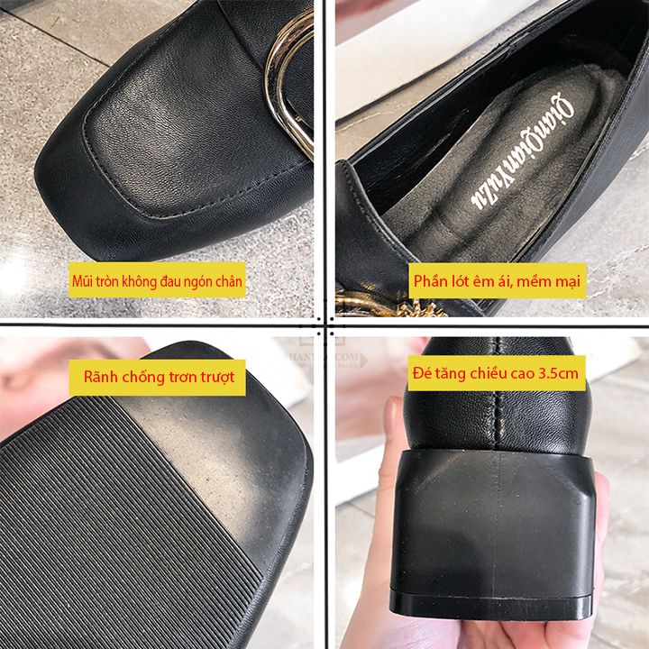 Giày lười nữ cao gót khóa chữ D