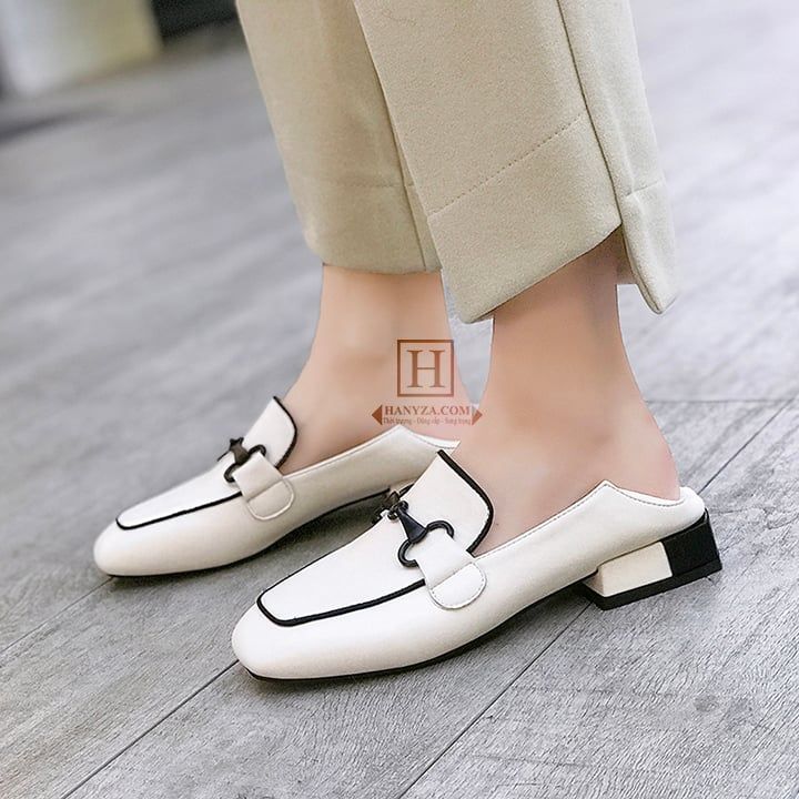 Giày lười nữ đế vuông 2 trong 1