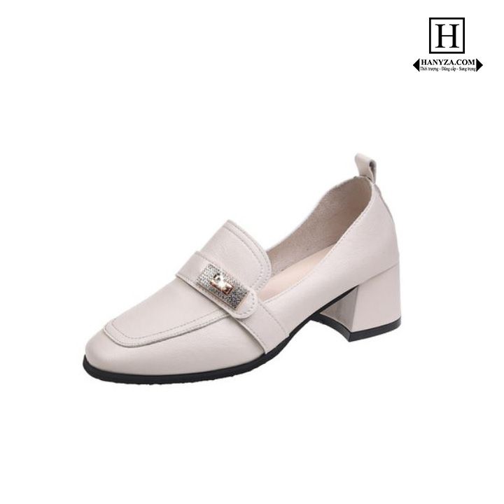Giày lười nữ đế cao khóa đính đá