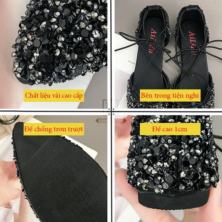 Sandal nữ đế bệt quai chéo mũi nhọn