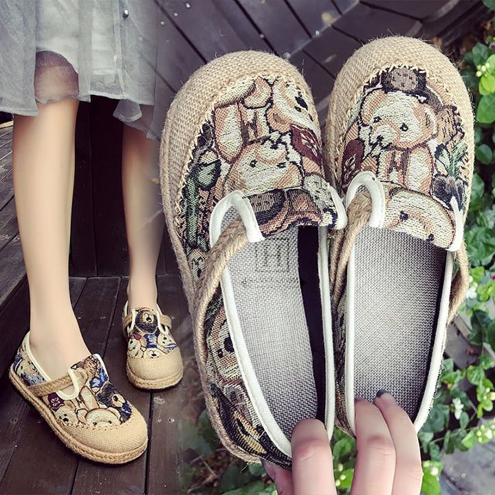 Giày vải búp bê nữ phong cách retro