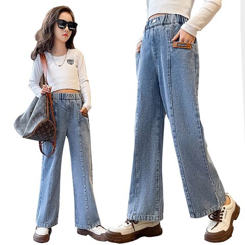 Quần jean bé gái ống đứng rộng cạp cao HANB-BG221