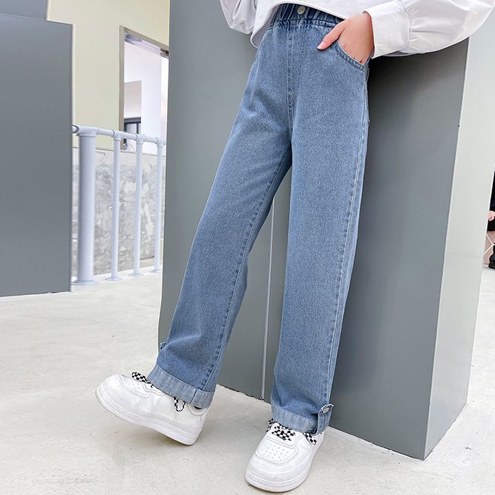 Quần jean bé gái ống rộng phong cách Âu Mỹ HANB-BG222