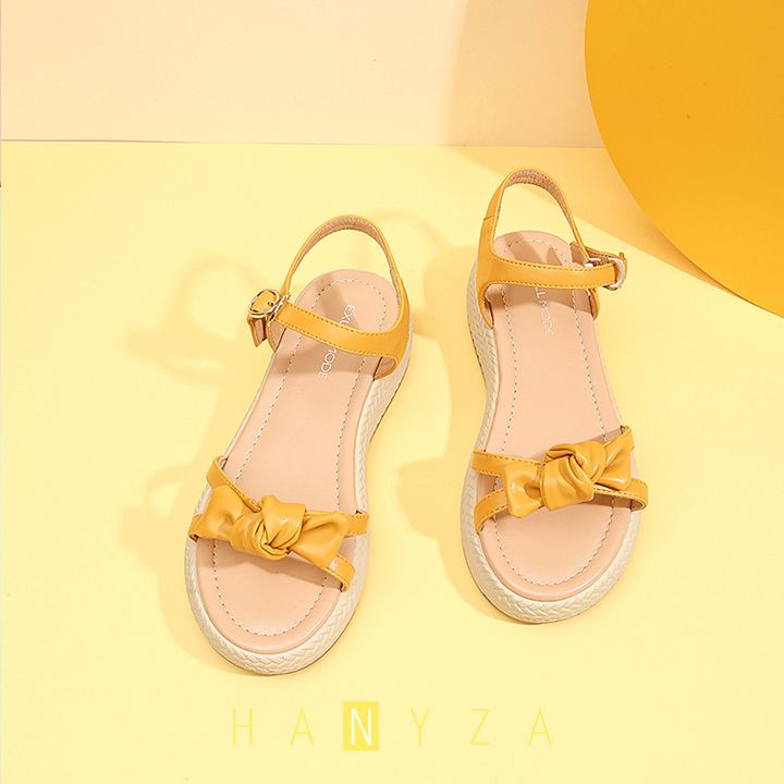 Sandal nữ Exullmode 4.3cm quai da thắt nơ