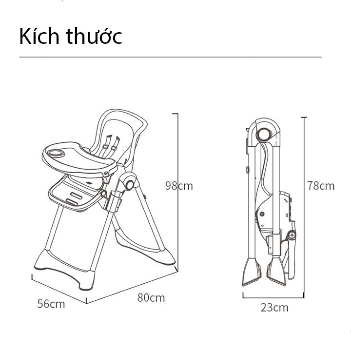 Ghế ăn dặm gấp cho bé phong cách Châu Âu