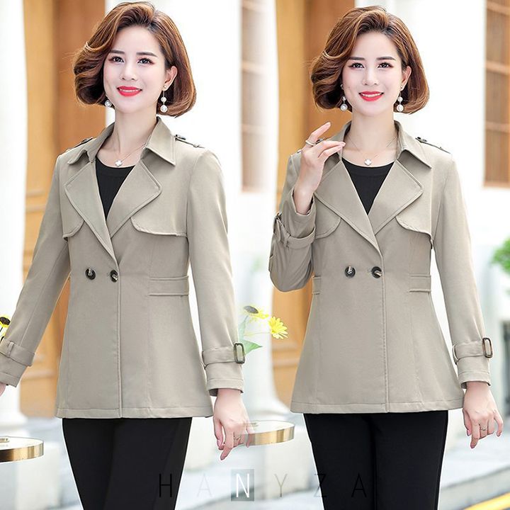Áo khoác kaki trung niên nữ dáng ngắn