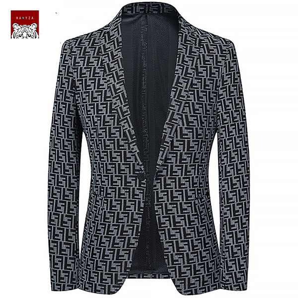 Áo blazer nam cổ vest hoạ tiết hình học mới lạ