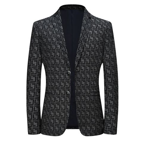 Áo blazer nam hai cúc hoạ tiết hình học