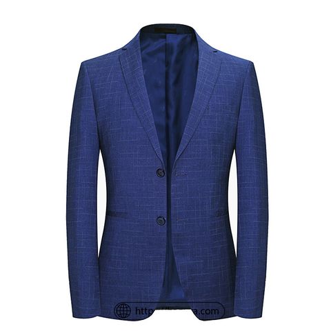 Áo blazer nam 2 khuy xanh dương kẻ caro