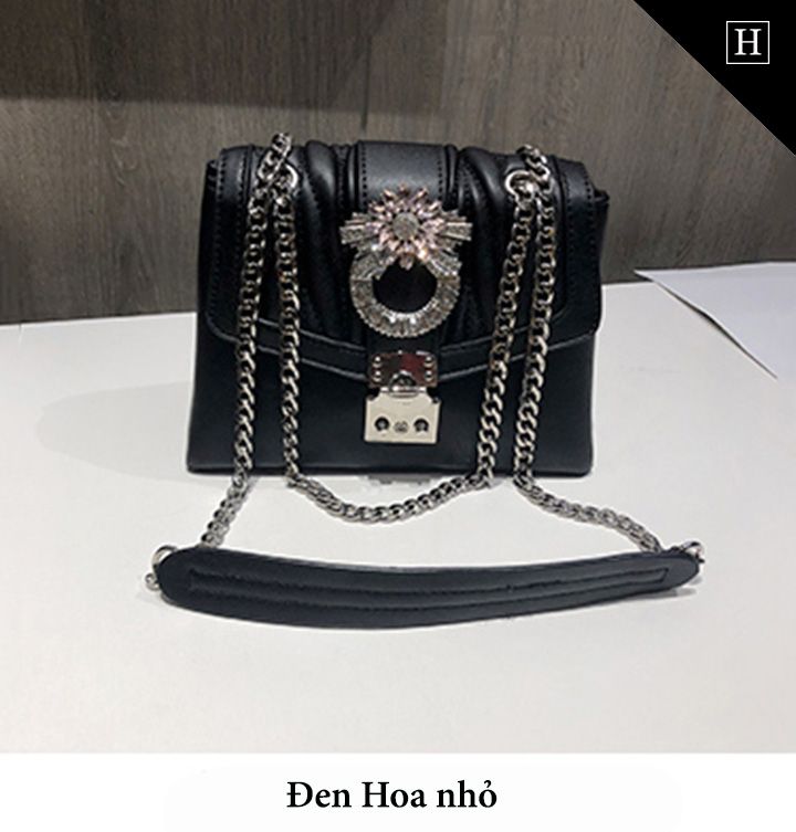 Túi Messenger nữ hoa đính kim sa