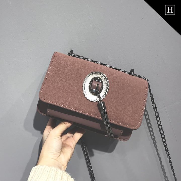 Túi Messenger Nữ Phối Da Lộn PM-17.201