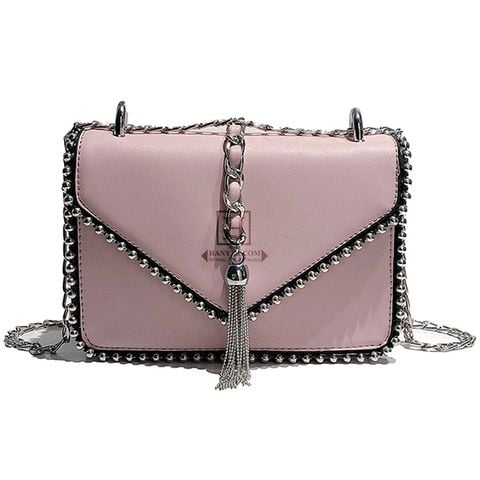 Túi Messenger nữ viền đính hạt cườm