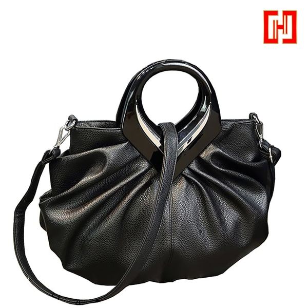 Túi nữ xách tay da thật kiểu dáng vỏ sò cỡ lớn