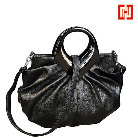 Túi nữ xách tay da thật kiểu dáng vỏ sò cỡ lớn