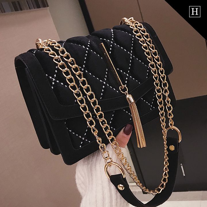 Túi nữ Messenger vân nhung hình thoi