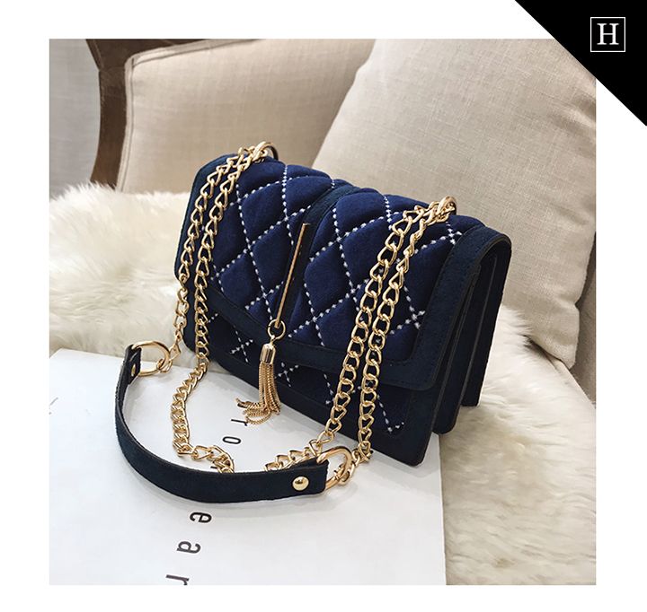 Túi nữ Messenger vân nhung hình thoi