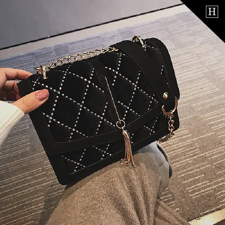 Túi nữ Messenger vân nhung hình thoi