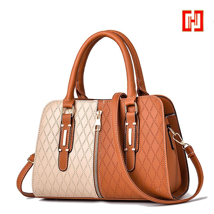 Túi xách nữ phối màu vân hình thoi Hanyza