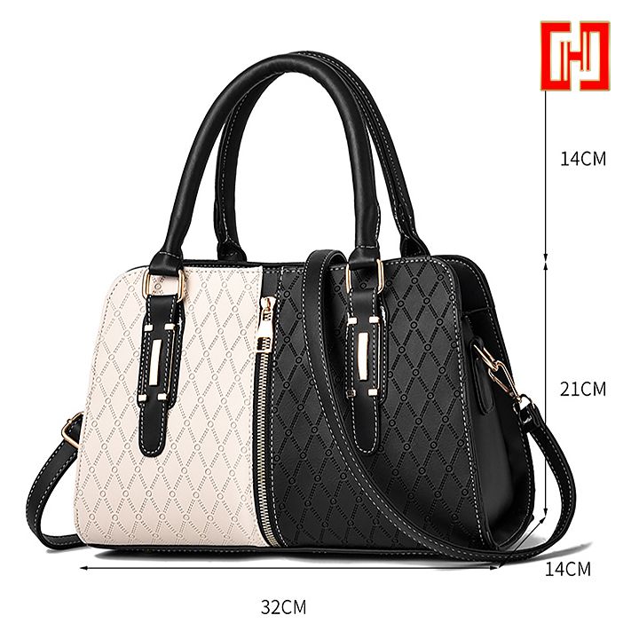 Túi xách nữ phối màu vân hình thoi Hanyza