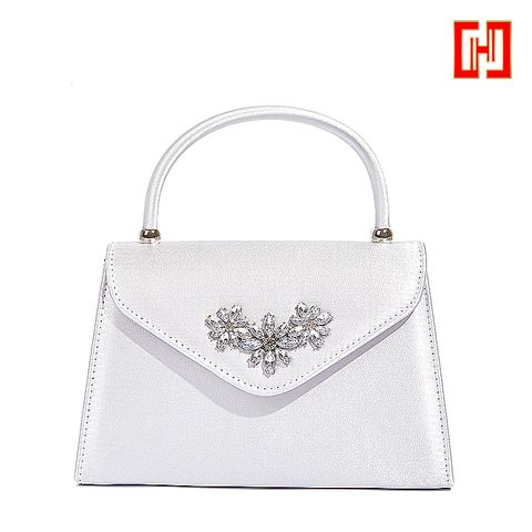 Túi nữ xách hoa bạc đính đá