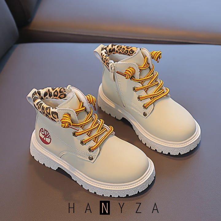 Giày boot mũi tròn da bò bé trai và bé gái 3-14 tuổi