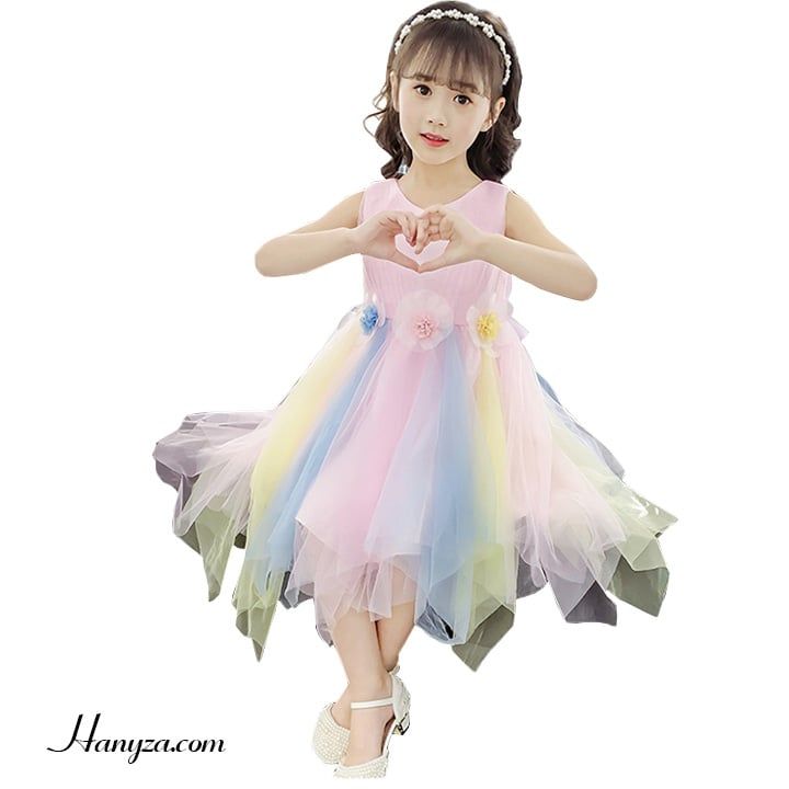 Váy nữ sát nách phối màu cầu vồng đáng yêu