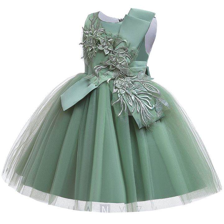 Váy công chúa bé gái Hanyza thêu hoa ren 3D L5150HM