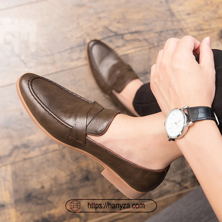 Giày da nam công sở đế thấp viền khâu