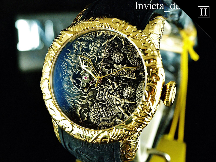 Đồng hồ Automatic Invicta chạm khắc rồng tinh xảo Seri 26285