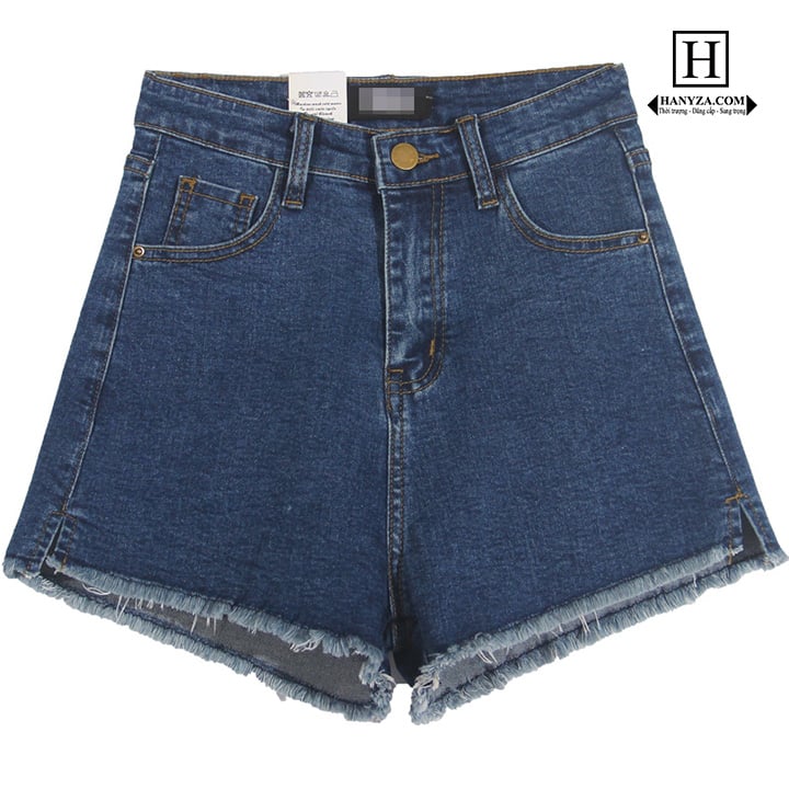 Quần short jean nữ cạp cao A-line