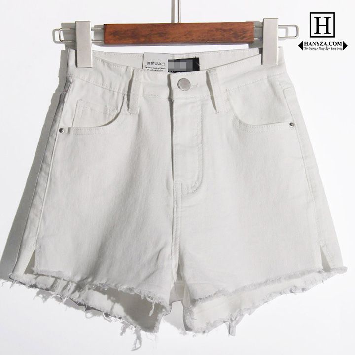 Quần short jean nữ cạp cao A-line