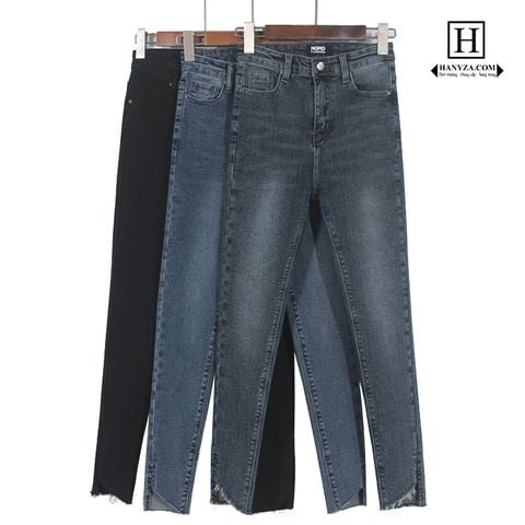 Quần Jean nữ ống bút chì rách gấu